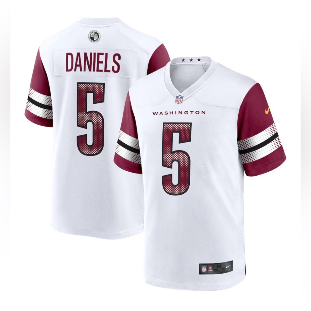Washington Commanders #5 Jayden Daniels White Authentic NIKE NFL Football Jersey